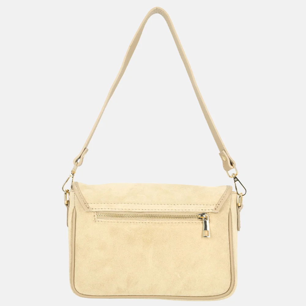 Charm London flap crossbody tas suede lichttaupe bij Duifhuizen