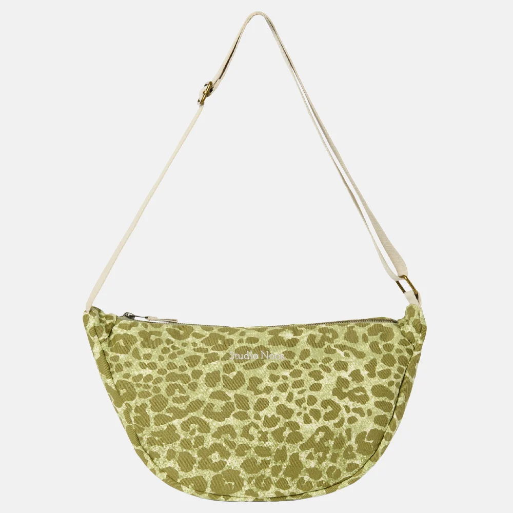 Studio Noos Cotton Twill Adult fannypack crossbody tas green leopard bij Duifhuizen