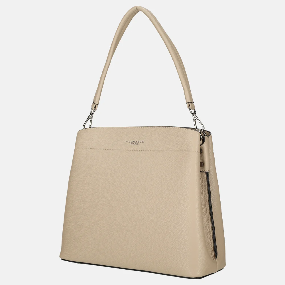 Flora & Co schoudertas fashionband beige bij Duifhuizen