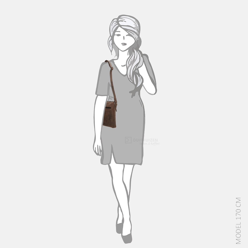 Old West crossbody tas dark brown bij Duifhuizen