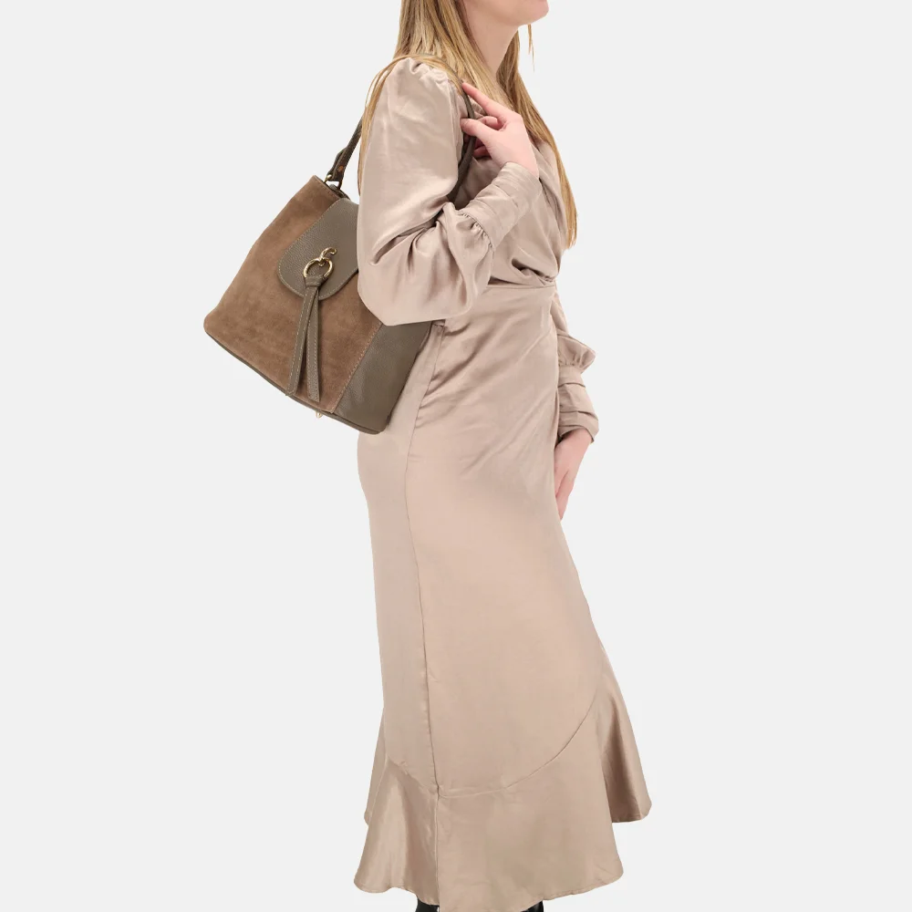 Charm London buideltas suedine taupe bij Duifhuizen