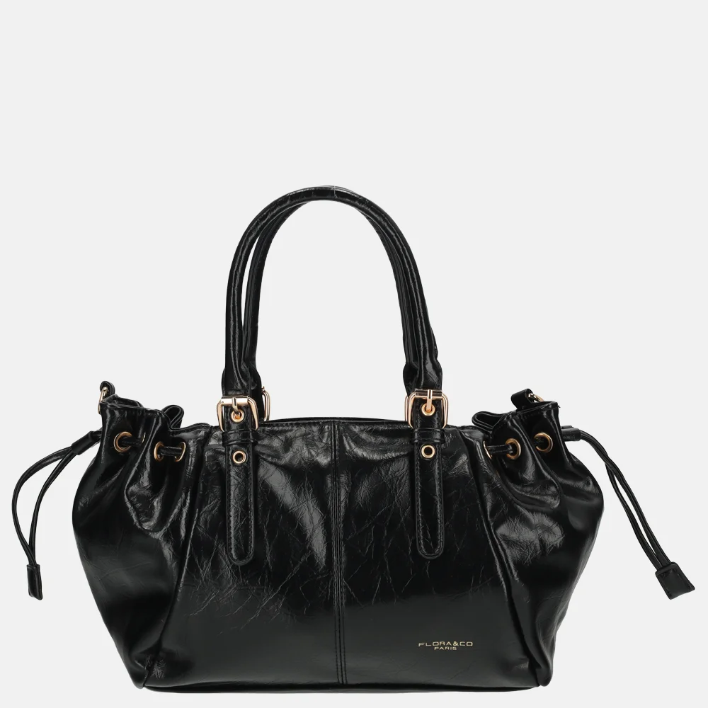 Flora & Co handtas lak black bij Duifhuizen