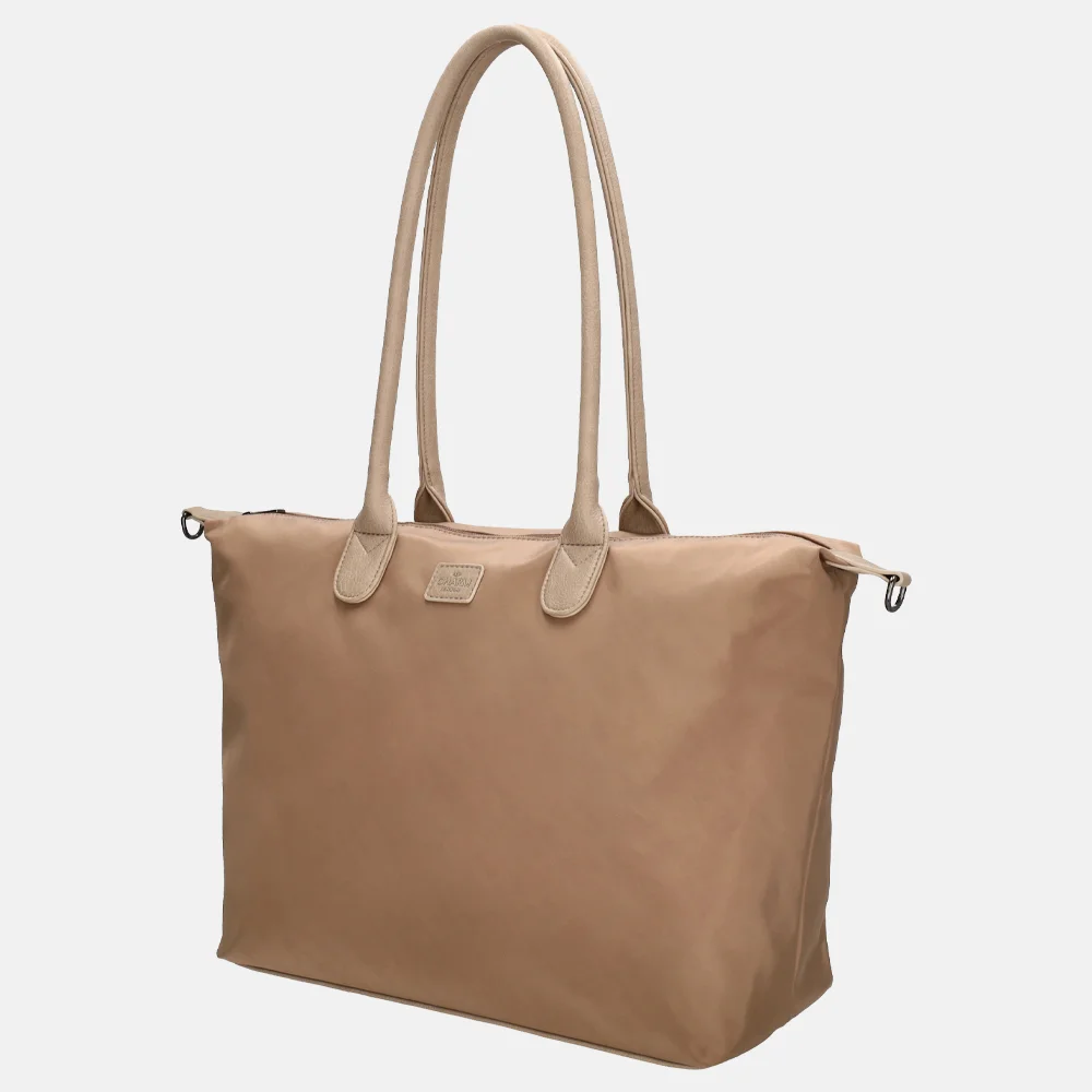Charm London Buckingham Mono shopper met 15.6 inch laptopvak L lichttaupe bij Duifhuizen