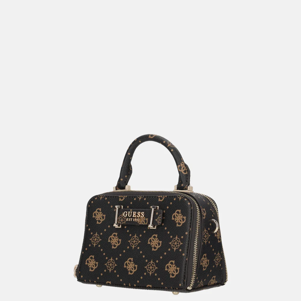 Guess Silia mini handtas espresso logo bij Duifhuizen