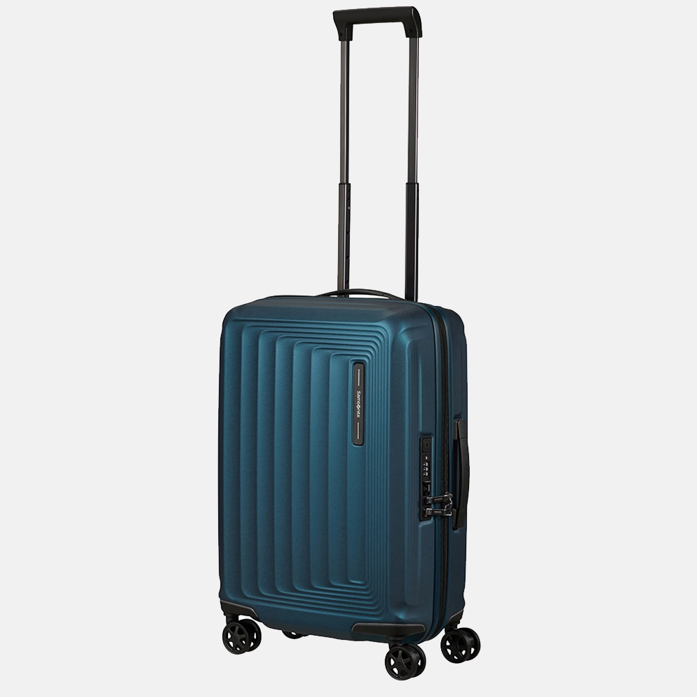 Samsonite Nuon expandable handbagagekoffer 55 cm matt petrol blue bij Duifhuizen