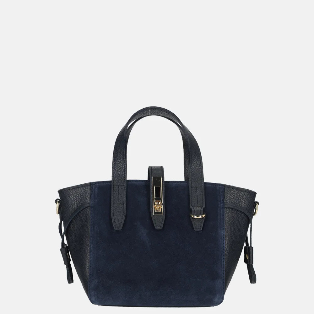 Charm London handtas suede/leer donkerblauw bij Duifhuizen