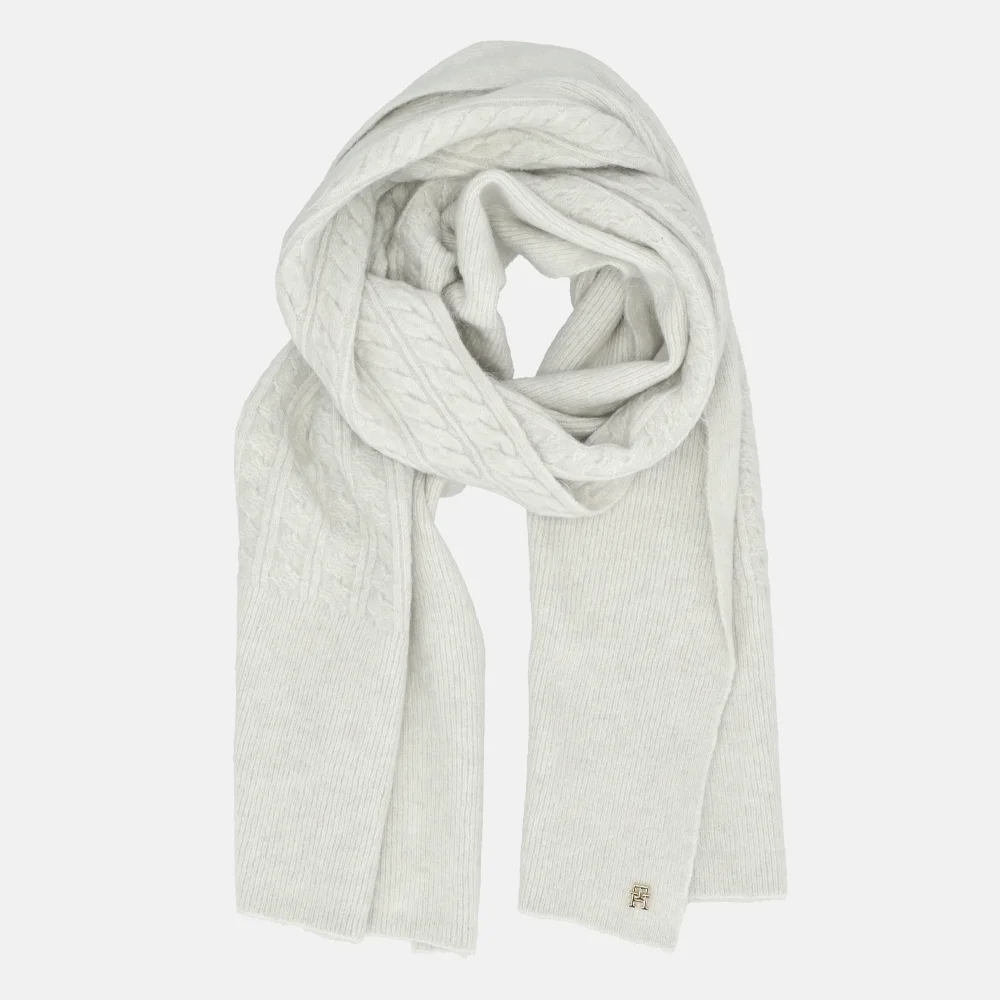 Tommy Hilfiger Elevated Chic fluffy sjaal grey whisper bij Duifhuizen