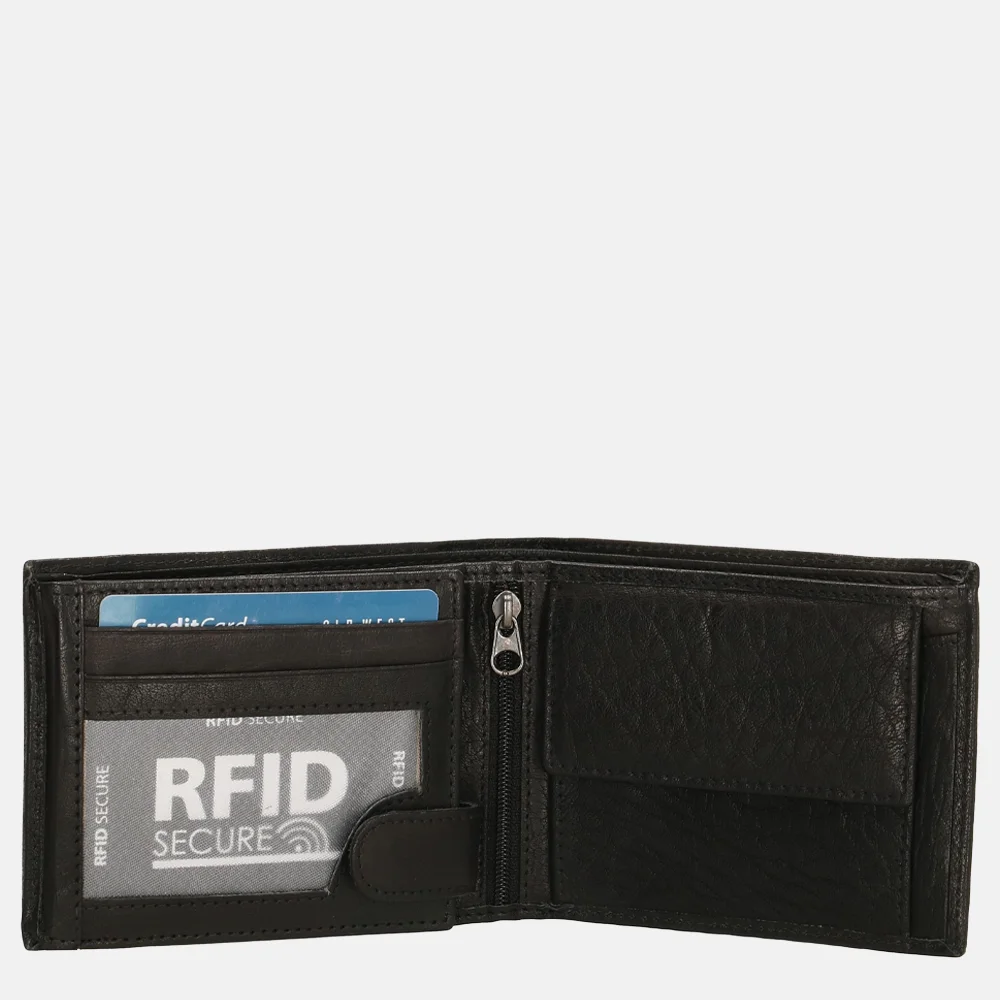 Hide & Stitches San Antonio billfold zwart bij Duifhuizen