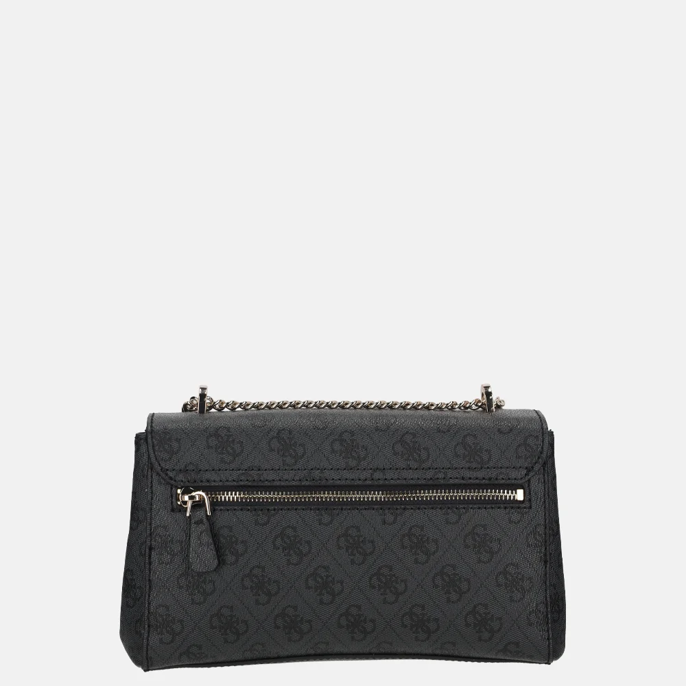 Guess Leona convertible crossbody tas flap coal logo bij Duifhuizen