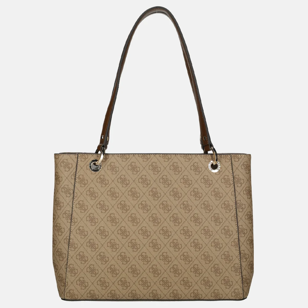 Guess Mietta Noel tote shopper latte logo/brown bij Duifhuizen