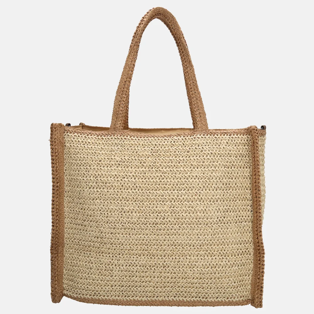 Zebra Trends Moana strandtas riet colorblock nature bij Duifhuizen