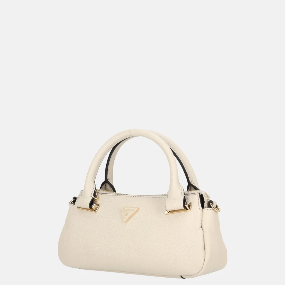 Guess Evie mini satchel handtas light taupe bij Duifhuizen