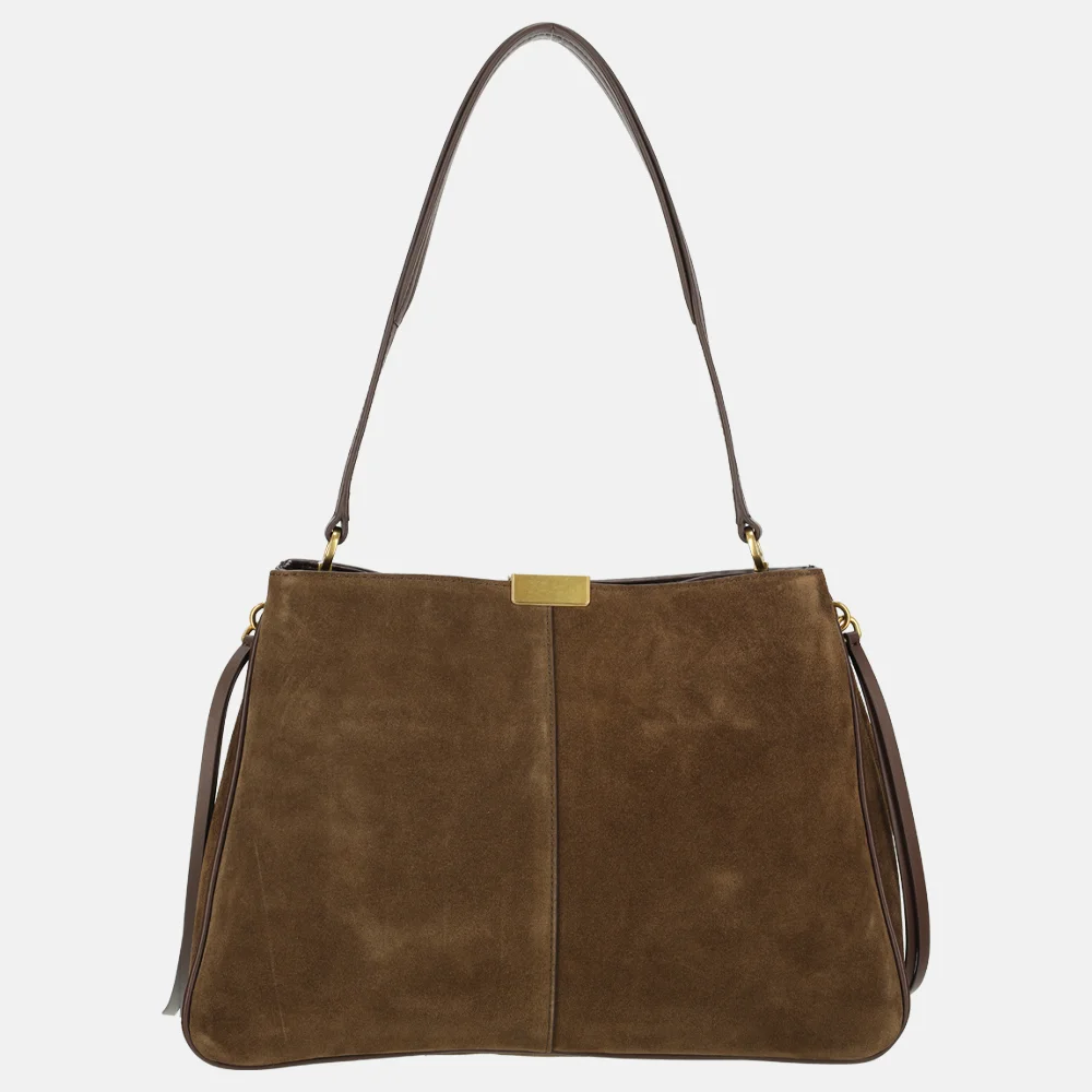 Tommy Hilfiger casual leather schoudertas suede legacy brown bij Duifhuizen