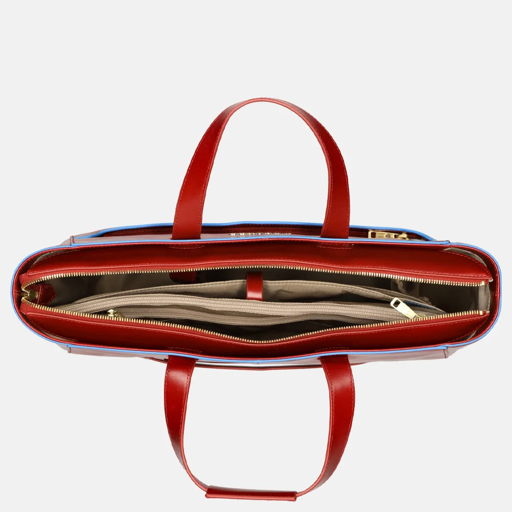 Piquadro Blue Square laptopshopper 16 inch rosso bij Duifhuizen