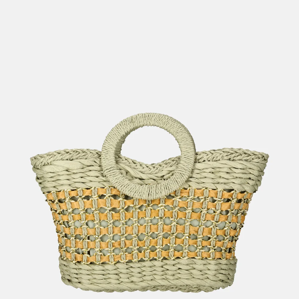 Flora & Co handtas riet light green bij Duifhuizen