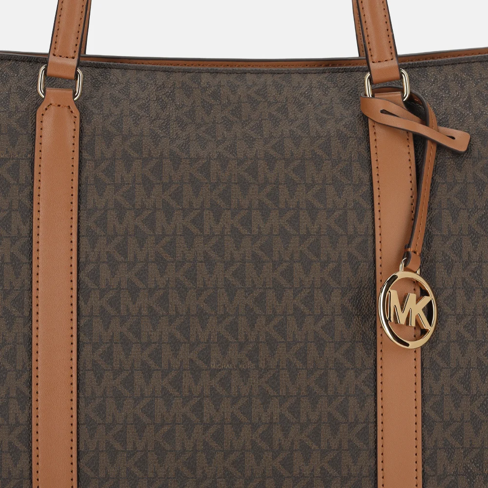 Michael Kors Andie tote shopper M logo brown/acorn bij Duifhuizen
