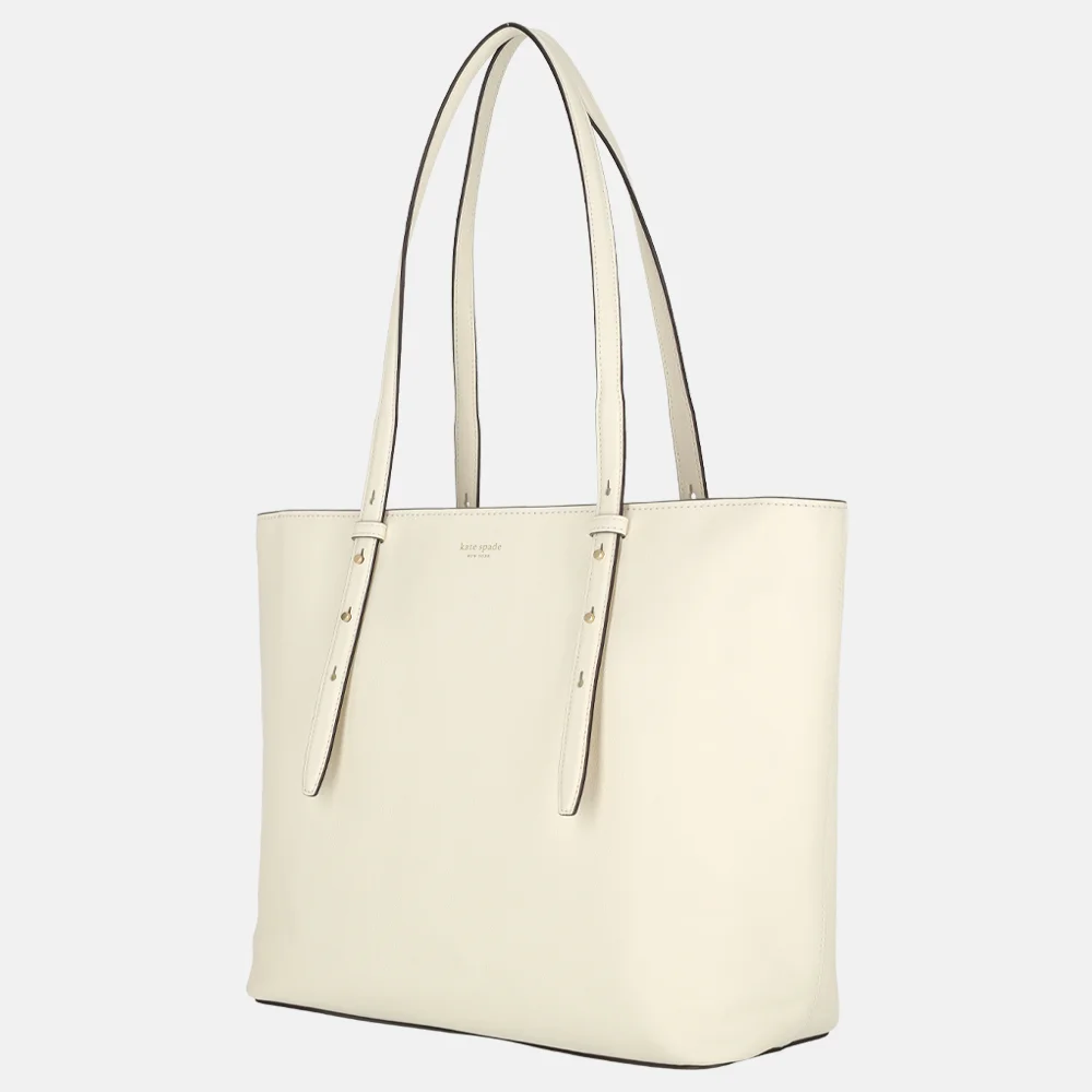 Kate Spade Zipper tote shopper fine grain leather cashew milk bij Duifhuizen