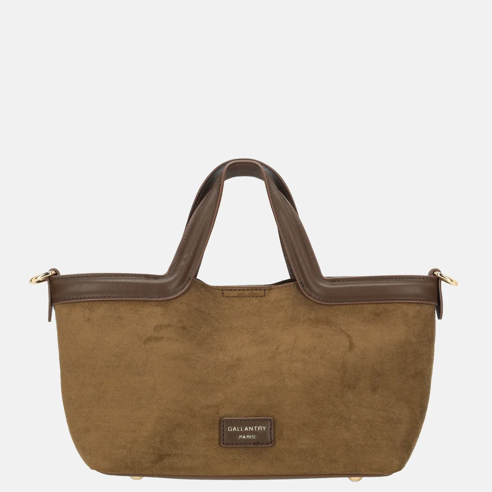 Firenze Suedine handtas taupe/coffee bij Duifhuizen