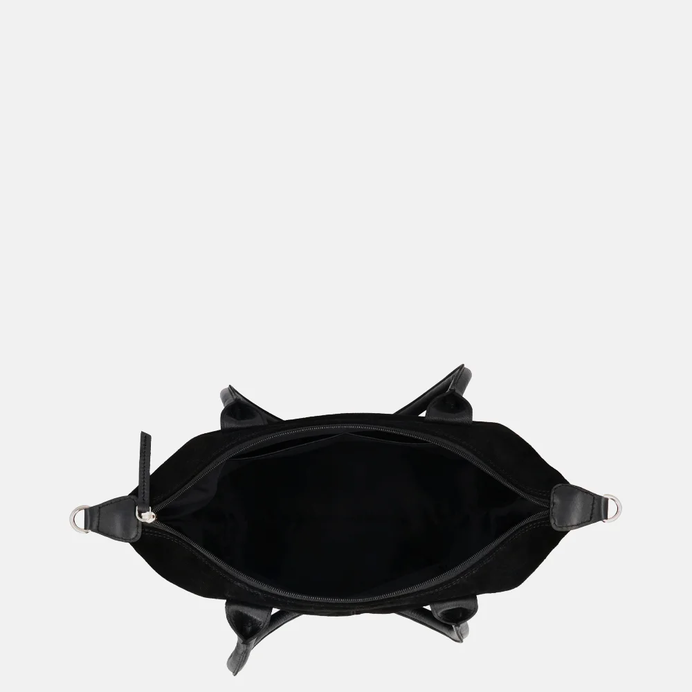 Charm London Buckingham Royal handtas M suede zwart bij Duifhuizen