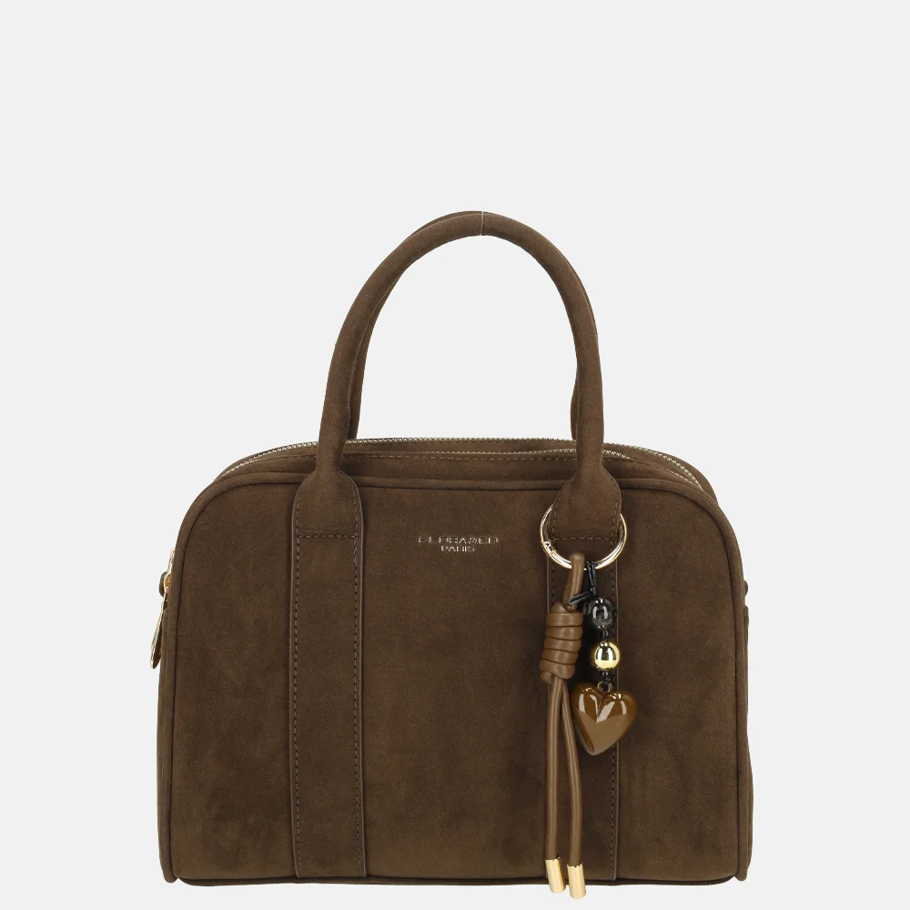 Flora & Co handtas bowling suedine chocolat bij Duifhuizen