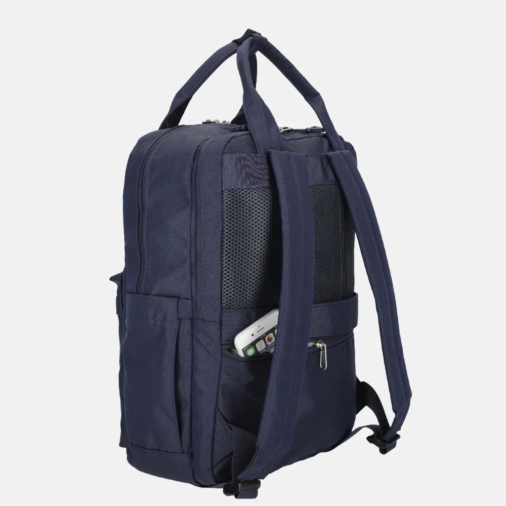 Enrico Benetti Luzern rugzak 2 vaks 17 inch blauw bij Duifhuizen
