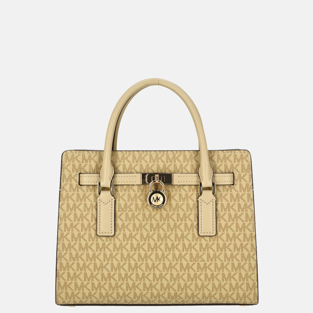 Michael Kors Hamilton moderne satchel handtas S khaki bij Duifhuizen