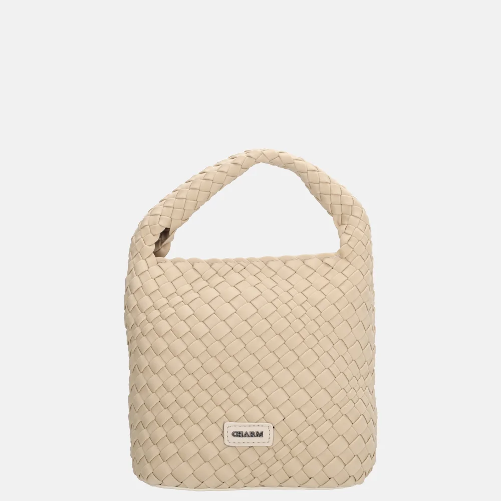 Charm London Madera handtas gevlochten neopreen S creme bij Duifhuizen