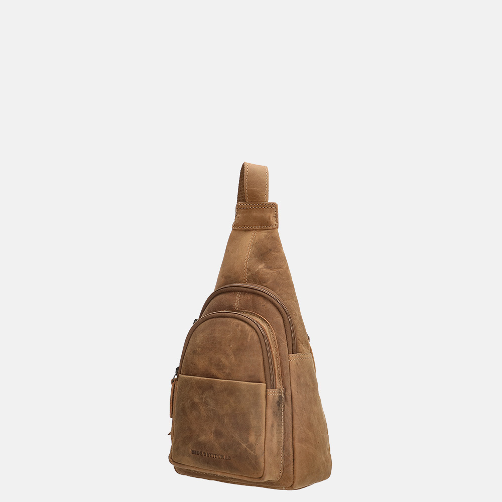 Hide & Stitches Idaho schoudertas/rugzak brown bij Duifhuizen