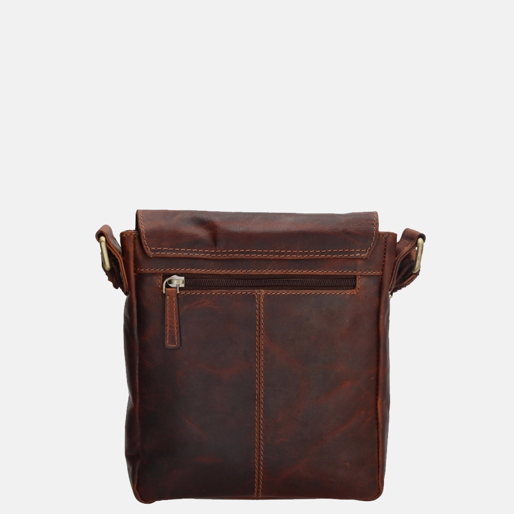 Hide & Stitches Columbia schoudertas brown bij Duifhuizen