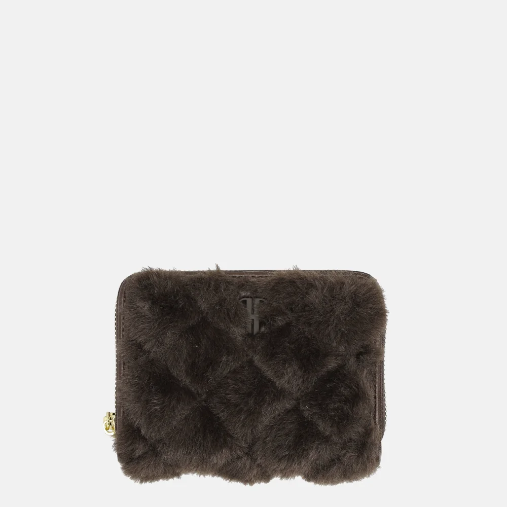 Laurent David Gloria portemonnee XS faux fur chocolade bij Duifhuizen
