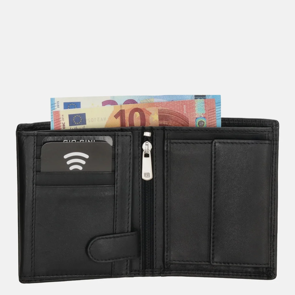 Gio Gini billfold portemonnee black bij Duifhuizen