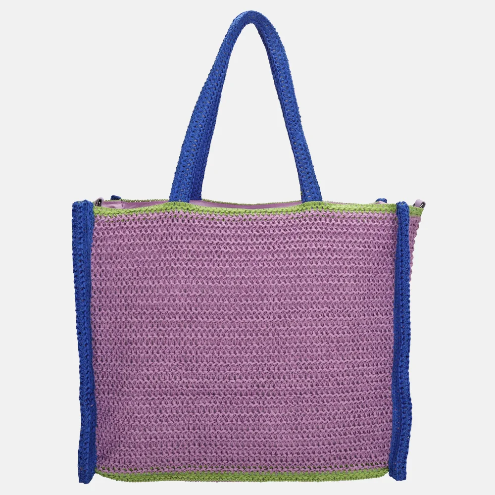 Zebra Trends Moana strandtas riet colorblock lilac bij Duifhuizen