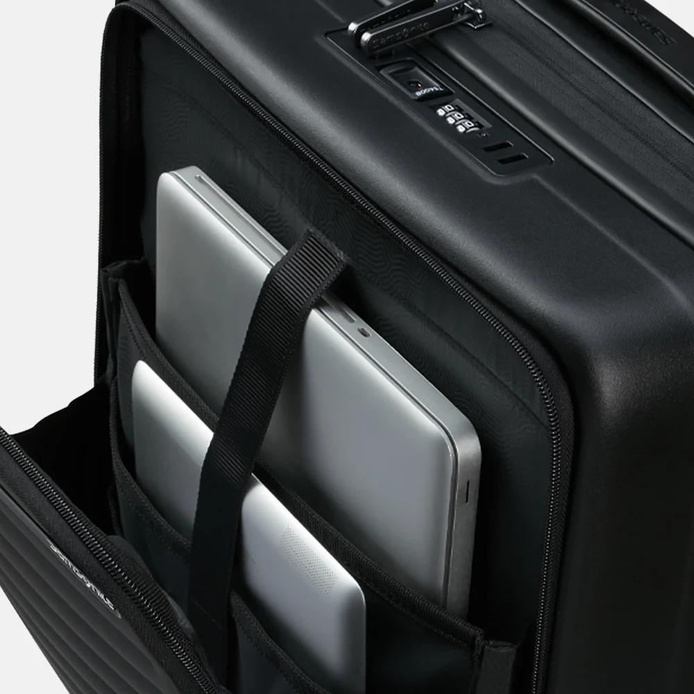 Samsonite Restackd frontpocket handbagage koffer 55 cm black bij Duifhuizen