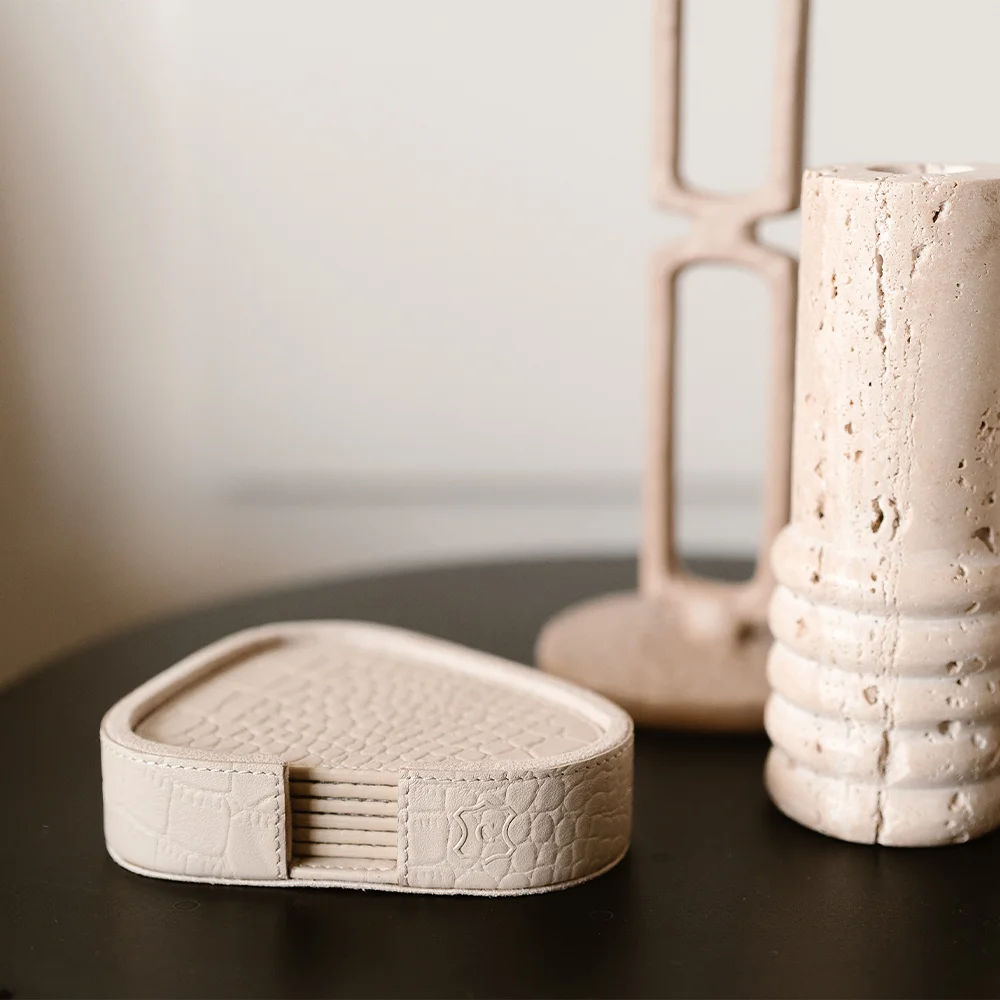 Chamada Sophie leren onderzetters croco organisch beige bij Duifhuizen