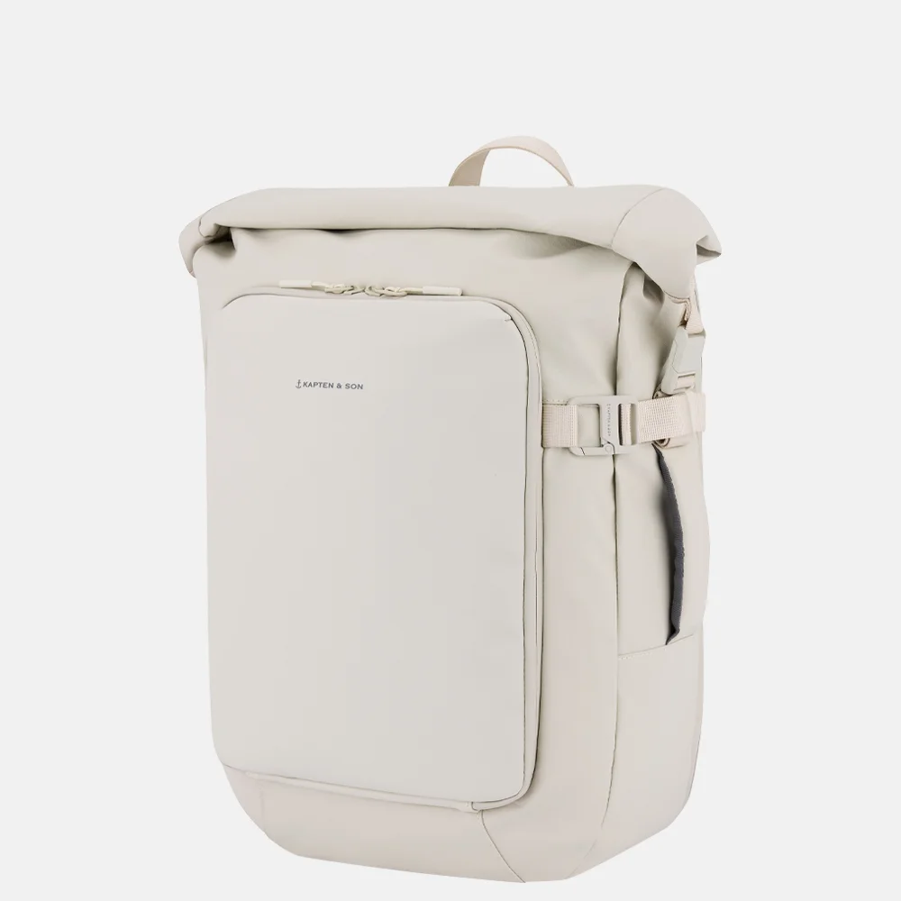 Kapten & Son Lisbon roll-top laptoprugzak sandstone bij Duifhuizen