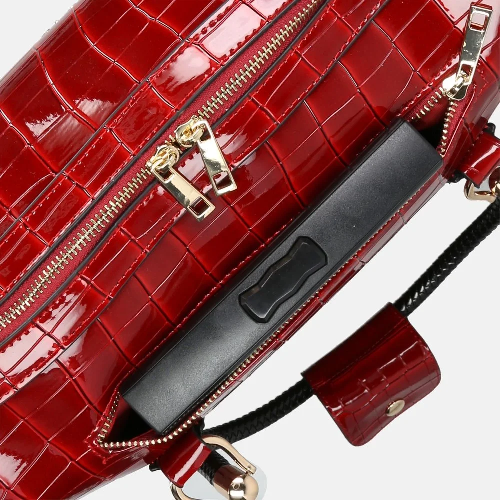 Olivia Lauren Alice business trolley croco rouge bij Duifhuizen