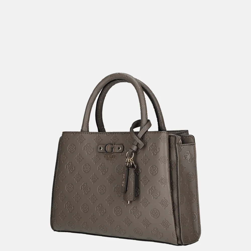 Guess Gerty girlfriend satchel handtas dark taupe bij Duifhuizen