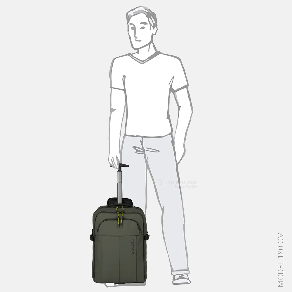Travelite Briize trolley rugzak khaki bij Duifhuizen