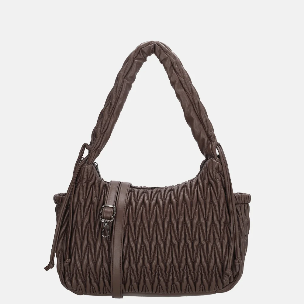 Charm London West End schoudertas smocked donkerbuin