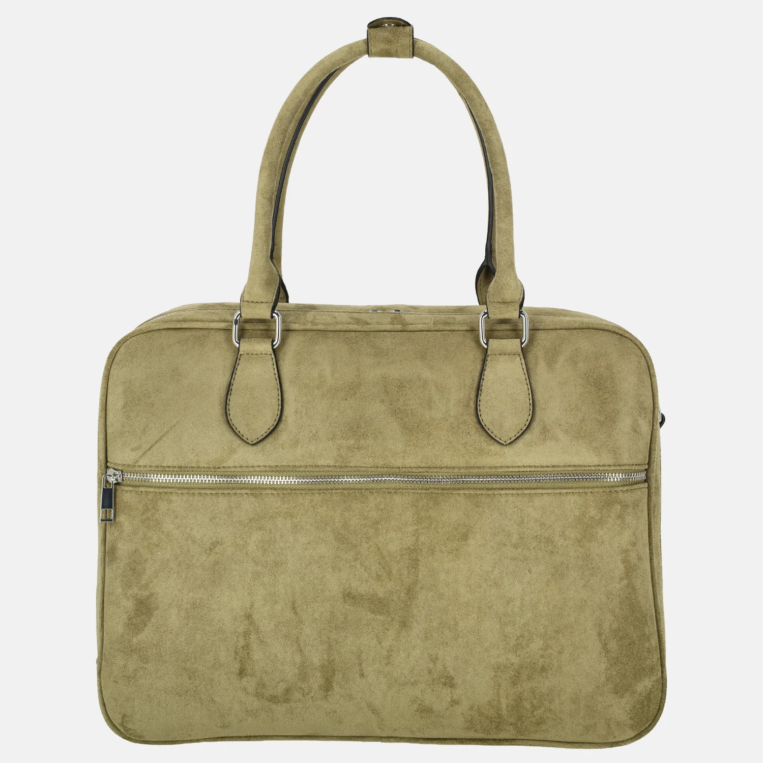 Olivia Lauren businesstas 16 inch suedine groen bij Duifhuizen