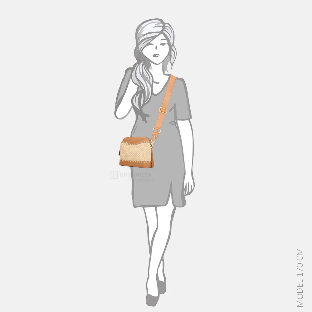 Laurent David Rosa crossbody tas raffia cognac bij Duifhuizen