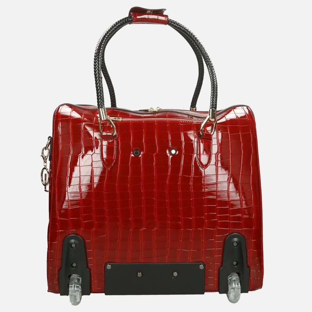 Olivia Lauren Alice business trolley croco rouge bij Duifhuizen