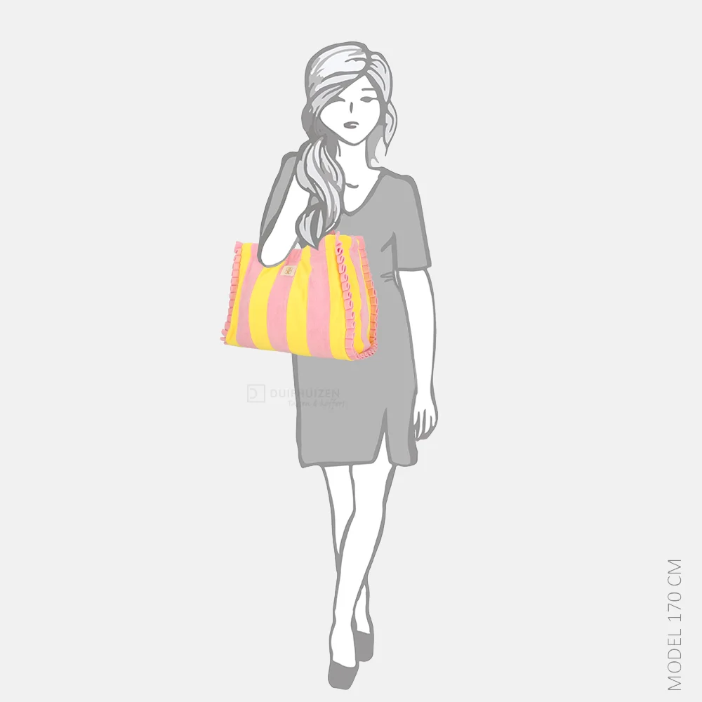 Laurent David Zara strandtas/shopper badstof geel/roze bij Duifhuizen