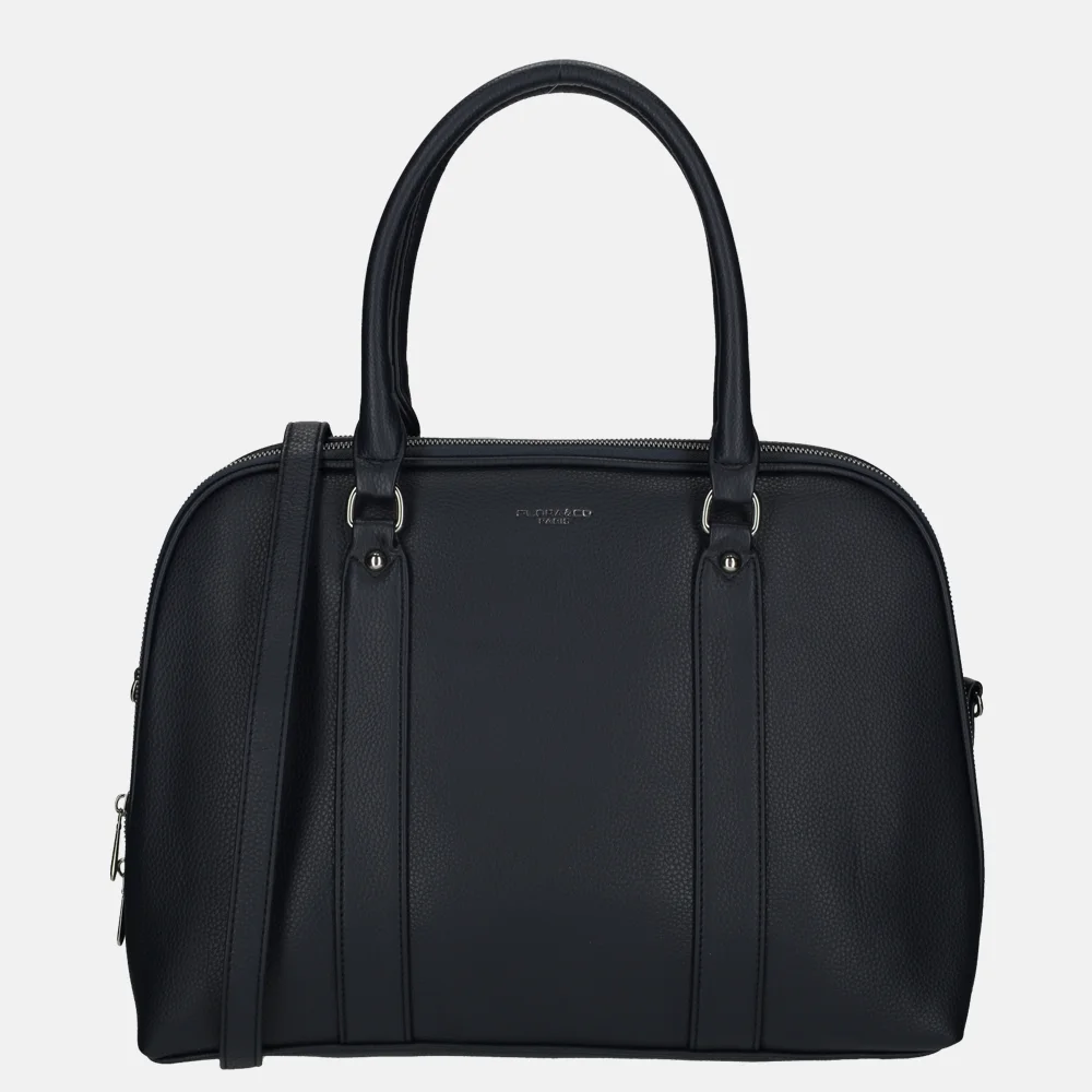 Flora & Co shopper met laptopvak navy bij Duifhuizen