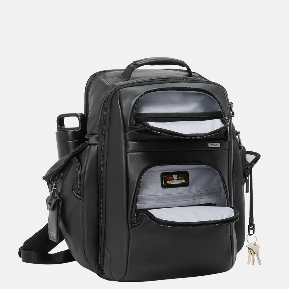 Tumi Brief Pack lederen laptoprugzak 15 inch black bij Duifhuizen