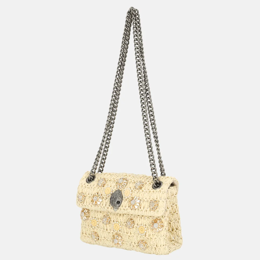 Kurt Geiger kensington schoudertas raffia mini beige bij Duifhuizen