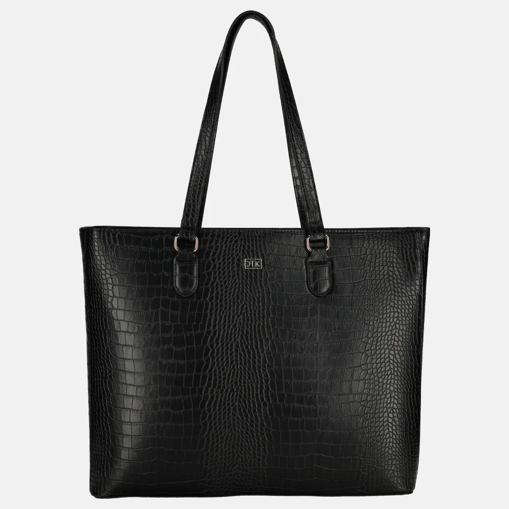 Duifhuizen croco shopper met laptopvak zwart