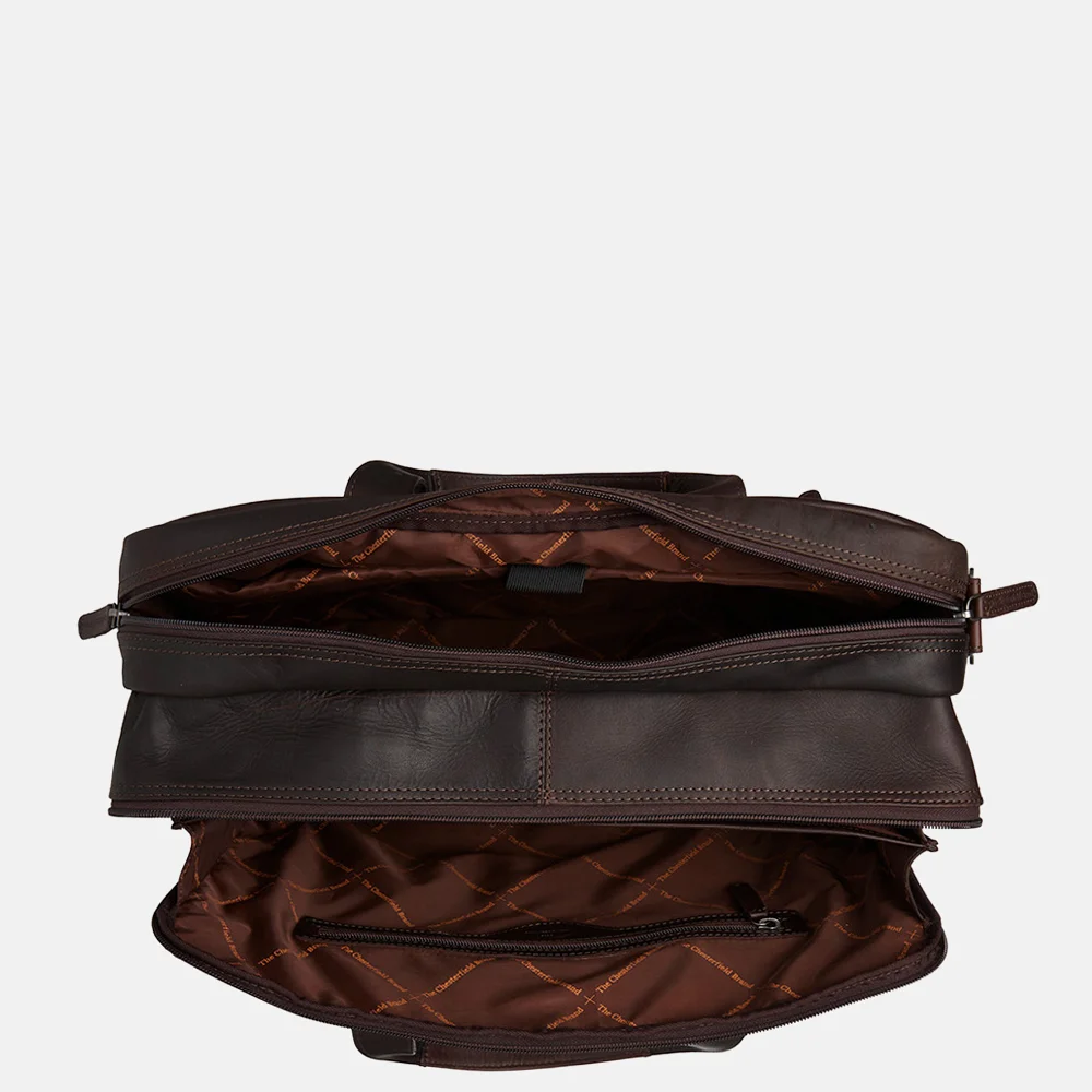 Chesterfield Ryan laptoptas 17 inch dark brown bij Duifhuizen