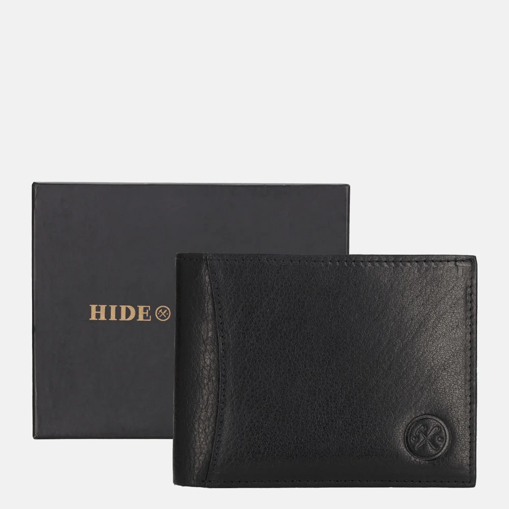 Hide & Stitches billfold zwart bij Duifhuizen