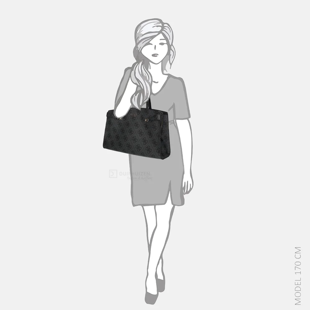 Guess Lorelei travelbag tote shopper coal logo bij Duifhuizen